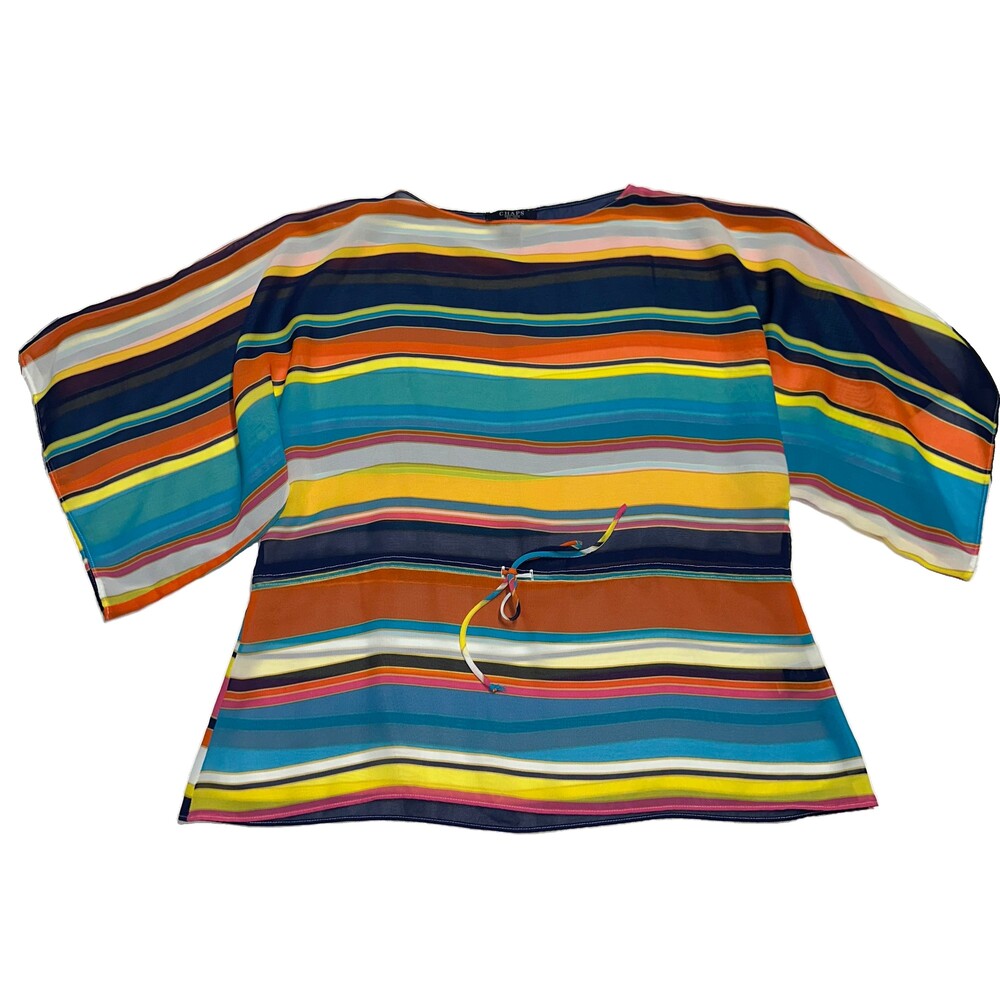 CHAPS Petite PXS Striped Multicolor Polyester Top